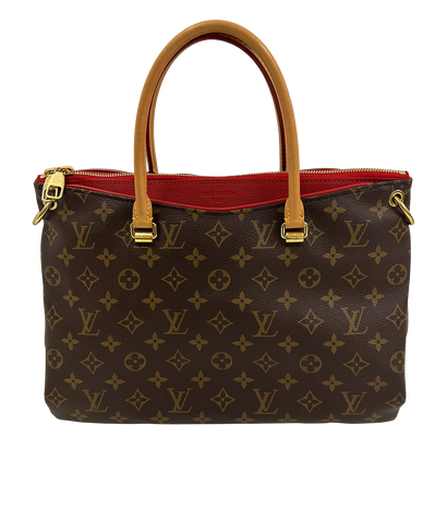 Satchel Pallas, 1.150&euro;, Bolso, Marrón/Rojo, Canvas - General, Vista frontal